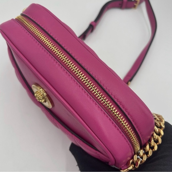 Versace Quilted La Medusa Camera Bag in Bright Pink - Picture 9 of 12
